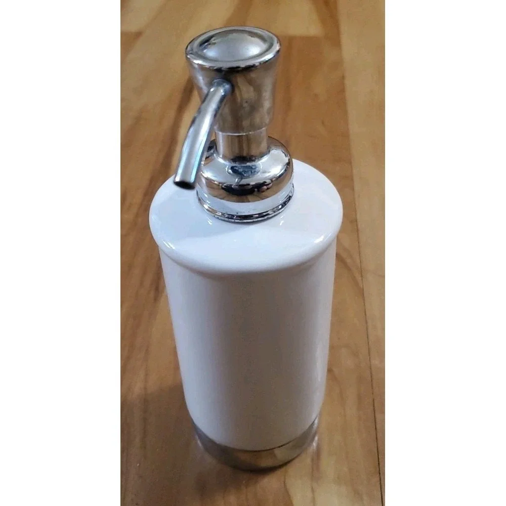 White Silver Ceramic Soap Lotion Dispenser
